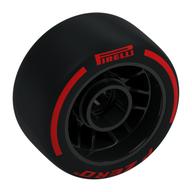 Деталь LEGO Wheel Rim 24 x 13.4 with Black Slick Tyre with Red 'PIRELLI' print, Черный