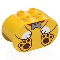 Деталь LEGO Duplo Brick 2 x 4 x 2 Rounded Ends with Dog Body, Silver Bone print, Желтый