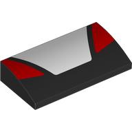 Деталь LEGO Slope Brick Curved 2 x 4 x 2/3 No Studs with White/Red Hood Shapes print, Черный