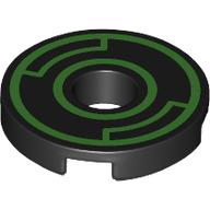 Деталь LEGO Tile Round 2 x 2 with Hole with Bright Green Circles print, Черный