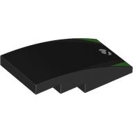 Деталь LEGO Slope Curved 4 x 2 No Studs with White SAAB Logo, Bright Green Markings print, Черный