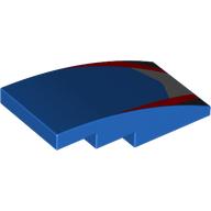 Деталь LEGO Slope Curved 4 x 2 No Studs with Silver, Red, and Black Markings print, Голубой