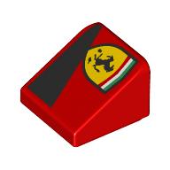 Slope 30° 1 x 1 x 2/3 (Cheese Slope) with Ferrari Logo, Black Triangle print