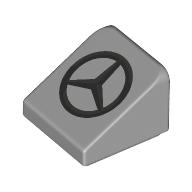 Slope 30° 1 x 1 x 2/3 (Cheese Slope) with Dark Bluish grey Mercedes Logo print