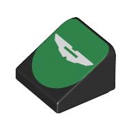 Slope 30° 1 x 1 x 2/3 (Cheese Slope) with White Aston Martin Logo on Green background print