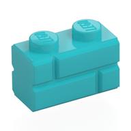 Деталь LEGO Кирпичик специальный 1 x 2, с кирпичной фактурой, Средне-лазурный
