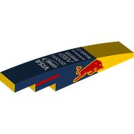 Деталь LEGO Slope Curved 1 x 6 with Red Bull On Sides, White Sponsors on Dark Blue Background print, Желтый