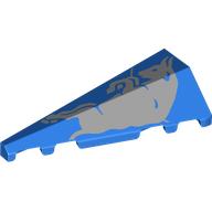 Деталь LEGO Wedge Sloped 2 x 5 Left with Silver Bull print, Голубой