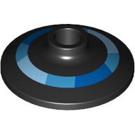 Деталь LEGO Dish 2 x 2 Inverted [Radar] with Bright Light Blue/Dark Azure/Blue Circle print, Черный