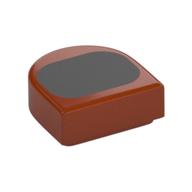 Деталь LEGO Tile Round 1 x 1 Half Circle with Black Rounded Triangle print, Темно-оранжевый
