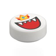 Деталь LEGO Tile Round 1 x 1 with King Boo, Crown print, Белый