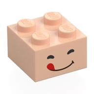 Деталь LEGO Brick 2 x 2 with Face, Closed Eyes, Tongue print, Светлый телесный