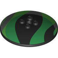 Деталь LEGO Dish 6 x 6 Inverted (Radar) with Solid Studs with Green/Lime Shapes print, Черный