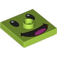 Деталь LEGO Plate Special 2 x 2 with Groove and Center Stud (Jumper) with Prince Florian Face print, Лайм