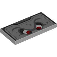 Деталь LEGO Tile 2 x 4 with Thwomp Face, Top Half, Red Eyes print, Светлый сине-серый