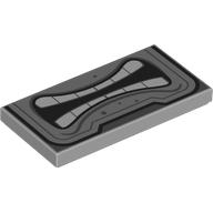 Деталь LEGO Tile 2 x 4 with Thwomp Face, Bottom Half, Teeth, Angry Grin print, Светлый сине-серый