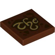 Деталь LEGO Tile 2 x 2 with Tan 'The' print, Красно-коричневый