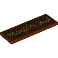 Деталь LEGO Tile 2 x 6 with Tan 'Monster Book' print, Красно-коричневый