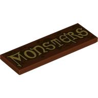 Деталь LEGO Tile 2 x 6 with Tan 'Monsters' print, Красно-коричневый