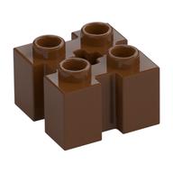 Деталь LEGO Brick Special 2 x 2 with Grooves and Axle Hole, Красно-коричневый