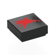 Деталь LEGO Tile 1 x 1 with Red Flying Pegasus, Going Left print, Черный