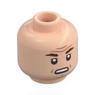 Деталь LEGO Minifig Head General Tagge, Reddish Brown Eyebrows, Nougat Lines, Condescending Stare / Open Mouth Sneer, Светлый телесный