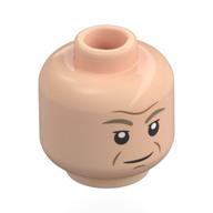 Minifig Head Admiral Motti, Dark Tan Eyebrows, Nougat Lines, Thin Smile / Scared, Worried