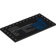 Деталь LEGO Plate Special 6 x 12 with Studs on 3 Edges with 'STAR WARS Single Trooper Aerial Platform', Stats print, Черный