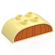 Деталь LEGO Duplo Brick 2 x 4 Curved Top with Orange Pumpkin Top print, Ярко-светло-желтый