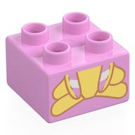 Деталь LEGO Duplo Brick 2 x 2 with Plush Bunny, Bottom Half print, Ярко-розовый