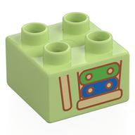 Деталь LEGO Duplo Brick 2 x 2 with Half Xylophone, Green/Blue Keys print, Желто-зеленый