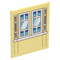 Деталь LEGO Glass for Frame 1 x 6 x 6 with Red Roof / Shower Accessories print, Ярко-светло-желтый