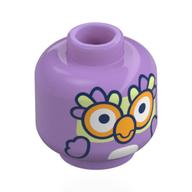Деталь LEGO Minifig Head, Chattermax, Bird, Bright Light Orange Beak, Eyes, Bright Light Yellow/Lavender Feathers, Средне-лавандовый
