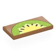 Деталь LEGO Tile 2 x 4 with Half Kiwifruit print, Средне-темный телесный