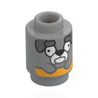 Деталь LEGO Brick Round 1 x 1 with Dog, Dark Bluish Grey Eyebrows (Jeremey) print, Светлый сине-серый