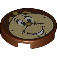 Деталь LEGO Tile Round 2 x 2 with Tan Cogsworth Clock Face print, Красно-коричневый