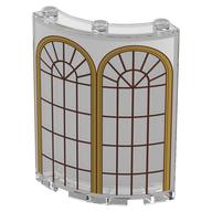 Panel 4 x 4 x 6 Quarter Cylinder with Gold Arched Windows, Dark Red Lattice print