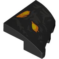 Slope Curved 2 x 2 with Stud Notch Left with Yellow/Orange Eyes, Silver Markings print