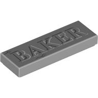 Деталь LEGO Tile 1 x 3 with 'BAKER' print, Светлый сине-серый