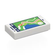 Деталь LEGO Tile 1 x 2 with Smart Phone, Navigation Screen print, Белый