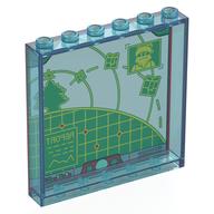 Деталь LEGO Panel 1 x 6 x 5 with Green/Yellow Tracking Monitor, Presents, Santa print, Прозрачный светло-голубой