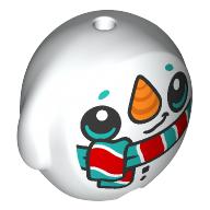 Деталь LEGO Pillow Plush Toy with Snowman, Carrot Nose, Dark Turquoise Eyes, Red/Dark Turquoise Scarf print, Белый
