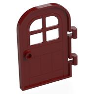 Деталь LEGO Door Right 4 x 6 with Curved Top, Bars, Темно-красный