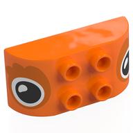 Деталь LEGO Duplo Brick 2 x 4 Curved Top, Eyes Print, Оранжевый