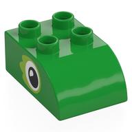 Деталь LEGO Duplo Brick 2 x 3 with Curved Top, Eyes Print, Ярко-зеленый