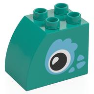 Деталь LEGO Duplo Brick 2 x 3 x 2 with Curved Top, Eyes Print, Темно-бирюзовый