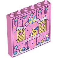 Panel 1 x 6 x 5 with Wooden Wall, Window, Bright Light Yellow Shutters, Cat, Lights, Snow print
