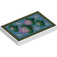 Деталь LEGO Tile 2 x 3 with Water Lilies print, Белый