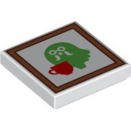 Деталь LEGO Tile 2 x 2 with Painting, Green Ghost, Red Mug print, Белый
