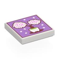 Tile 2 x 2 with Painting, White Bonsai Tree in Cup, Lavender Background print